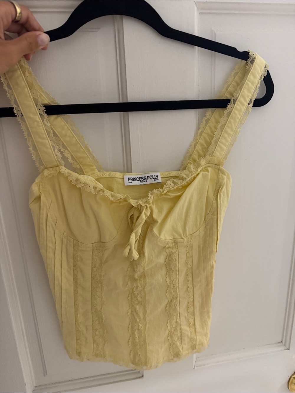 Princess Polly Pale Yellow Lace-Trim Bustier Camisole